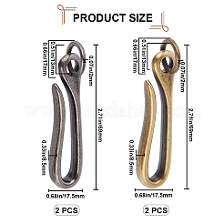 4 шт. 2-х цветные застежки-крючки из сплава в тибетском стиле&nbsp;FIND-CP0003-28A