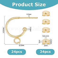 24 pieza de pendientes de medio aro de acero inoxidable 304&nbsp;STAS-HS0001-13B