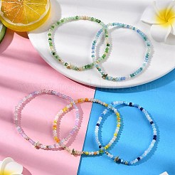 Браслеты из немагнитного синтетического гематита и стеклянных бусин с молнией&nbsp;BJEW-JB11189