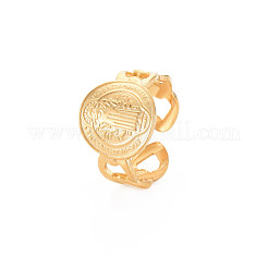 Placcatura ionica (ip) 304 acciaio inossidabile piatto rotondo con anello polsino aperto largo di Gesù per le donne&nbsp;RJEW-S405-184G