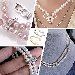 2 шт. 2-цветные родиевые застежки-крутилки из стерлингового серебра с микропаве из прозрачных кубических цирконий&nbsp;FIND-PH0018-35B