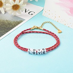 Bracciali in ordito con cordino di cotone a due anelli&nbsp;BJEW-JB06465-03