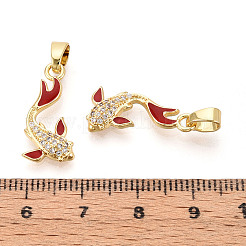 Подвески из латуни с микропаве из кубических цирконий и эмали&nbsp;KK-T074-67G-01