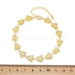 Латунные браслеты-цепочки с микропаве из прозрачных кубических цирконий для женщин&nbsp;BJEW-A090-10C-G