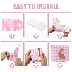 24 Stück 6 Farben Tartan Faltschachteln aus Papier Süßigkeiten Verpackung mit Kaninchen Fenster&nbsp;CON-WH0085-193