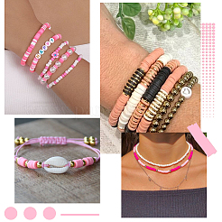 3 нить 3 цвета плоские круглые бусины ручной работы из полимерной глины&nbsp;CLAY-SC0001-68B-01