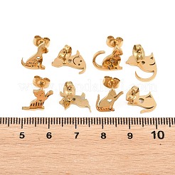 4 Paar Ohrstecker aus 304 Edelstahl&nbsp;EJEW-G469-02G-01