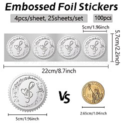 Круглые пластиковые наклейки с тиснением из серебряной фольги&nbsp;DIY-WH0503-009