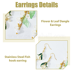 2 пара сережек-подвесок в форме цветка из нержавеющей стали 304&nbsp;EJEW-HS00008