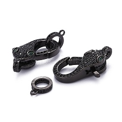 Messing Micro Pave schwarz & grüner Zirkonia Karabinerverschluss&nbsp;ZIRC-Z011-19EB