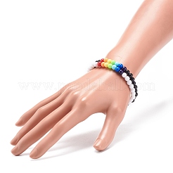 Set di braccialetti elastici con perline rotondi in acrilico a 2 colori da 2 pezzo per donna&nbsp;BJEW-JB08555-01