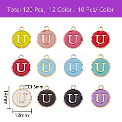 120pcs 12 colores encantos de aleación chapados en oro&nbsp;ENAM-SZ0001-64U