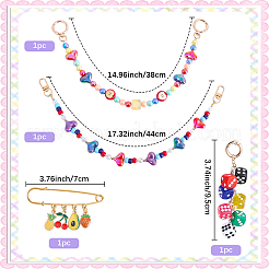 1 catenella decorativa per borsa con perline a forma di cuore e mela in acrilico&nbsp;HJEW-SC0003-34