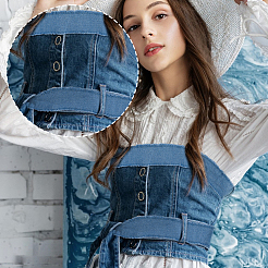 5 шт. Лента из полиэстеровой джинсовой ткани 5 цветов&nbsp;DIY-FH0008-06