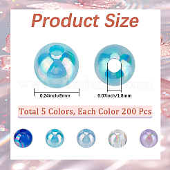 5 couleurs perles acryliques transparentes&nbsp;MACR-PA0001-03A-01