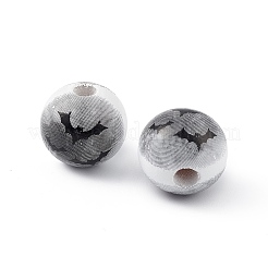 Perline europee in legno naturale stampate halloween&nbsp;WOOD-C014-01A