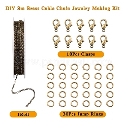 Kit de fabrication de bijoux de chaîne de câble en laiton diy 3m&nbsp;DIY-YW0005-75AB