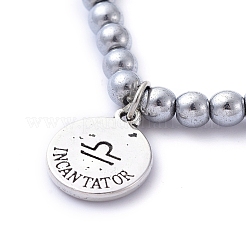 12 set di braccialetti elasticizzati con ciondoli costellazione / segno zodiacale&nbsp;BJEW-JB05235