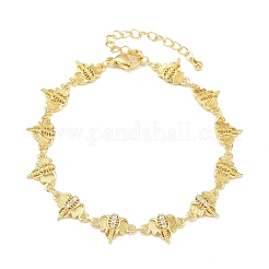 Messing-Gliederkettenarmbänder mit Mikropflaster und klarem Zirkonia für Damen&nbsp;BJEW-A090-10B-G
