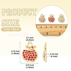 15pcs 3 couleurs rack placage alliage strass pendentifs&nbsp;FIND-YW0012-82