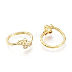 Латунные кольца из манжеты с прозрачным цирконием&nbsp;RJEW-I073-10G