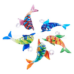 5 шт. 5-х цветные большие подвески ручной работы в технике лэмпворк&nbsp;LAMP-TA0001-72