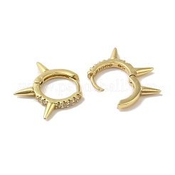 Orecchini a cerchio con micro pavé di zirconi in ottone placcato cremagliera&nbsp;EJEW-R162-51G