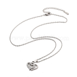 Collane a catena con ciondolo a forma di cuore in cristallo e strass in acciaio inossidabile 304 per donna&nbsp;NJEW-Z056-01B-P