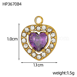 Подвески из нержавеющей стали 304 с кубическим цирконием&nbsp;STAS-OY004-02G