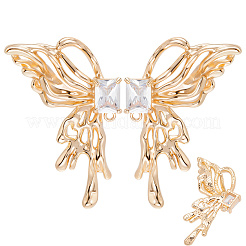 2 пара сережек-гвоздиков в форме бабочек с латунным паве из прозрачного кубического циркония&nbsp;KK-BBC0018-66