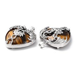 Natürliche Tigerauge-Herz-Anhänger-Strass-Fassungen&nbsp;G-K339-01P-03