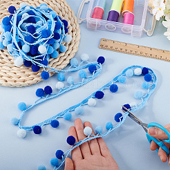 6.5 ярд полиэстеровых помпонов градиентного цвета с бахромой и кружевной отделкой&nbsp;SRIB-PH0001-41