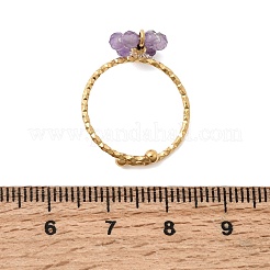 Bracciale regolabile in acciaio inox 304 con anelli aperti in pietra naturale mista.&nbsp;RJEW-P187-01G-08
