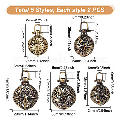 10 шт. 5 стиля подвески из латуни в виде клетки&nbsp;KK-FI0001-11