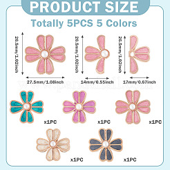 5 Stück 5 Farben Blumenlegierung Emaille verstellbare Jeansknopfstifte&nbsp;DIY-TA0014-93