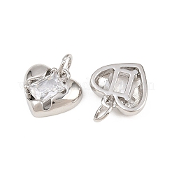 Charms de circonita cúbica transparente con micropavé de latón para el día de San Valentín&nbsp;KK-H292-52C-P