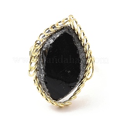Anello regolabile avvolto con occhi di cavallo in ossidiana naturale&nbsp;G-D458-03G-03-RS