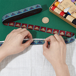 Этнический стиль цветочный узор вышивка полиэстеровые ленты&nbsp;OCOR-WH0104-23C