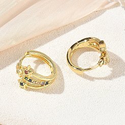 Pendientes de aro de circonio cúbico de micro pave de latón&nbsp;KK-EK0712-29G