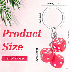 8шт. брелки из смолы в виде игральных костей&nbsp;KEYC-ME0001-03A