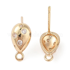 Boucles d'oreilles en laiton pavées de zircone cubique transparente&nbsp;LS-KK-N256-02G-D