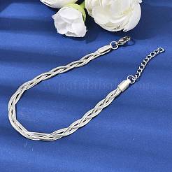 Bracelet en acier inoxydable 304 à mailles chevrons entrelacées pour femme&nbsp;BJEW-K240-08B-P