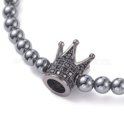 3 pièces 3 style rond synthétique noir pierre et hématite perlé ensemble de bracelets extensibles&nbsp;BJEW-JB07688-02