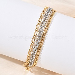 Doppellagige Kettenarmbänder aus Edelstahl 304 und Glas für Damen&nbsp;BJEW-F540-10G-03