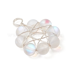 Подвески из круглых бусин из матового синтетического лунного камня&nbsp;PALLOY-JF03469