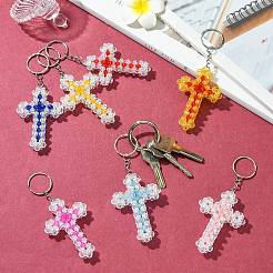 7шт 7-х цветный акриловый брелок с железным кольцом для брелка&nbsp;KEYC-CJ0001-13