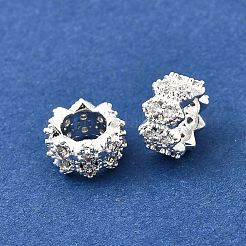 Wellenförmige Messing-Mikropavé-Zirkonia-Perlen im europäischen Stil&nbsp;KK-K300-07A-S