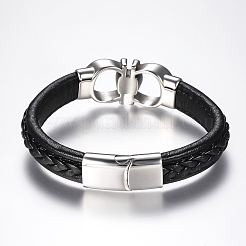 Braccialetti da uomo in cordoncino di cuoio intrecciato&nbsp;BJEW-H559-15E