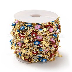 Occhi diabolici smaltati colorati e catene a maglie a occhio di cavallo con perline imitazione&nbsp;CHC-A006-06G