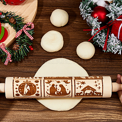 Скалка с декоративным узором из дерева&nbsp;AJEW-WH0596-430B